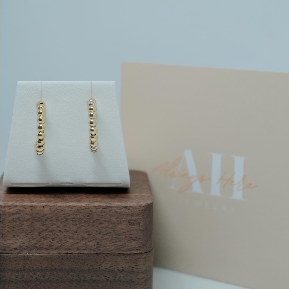 Beaded Gold Hoop Earrings